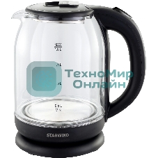 Чайник электрический Starwind SKG1779 1.8 л, 1700 Вт, прозрачный/черный корпус: стекло