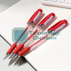 Ручка гелевая Deli EG158-RD прозрачный, d=0.7мм, красные чернила, резиновая манжета