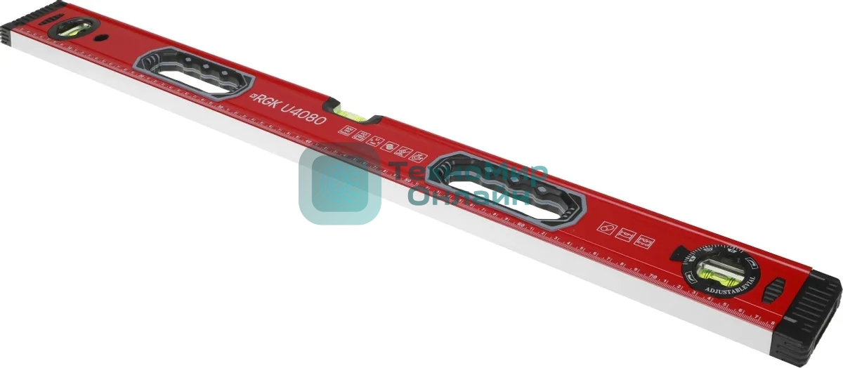 Уровень RGK U4080 пузырьковый 3глаз. магнит. красный