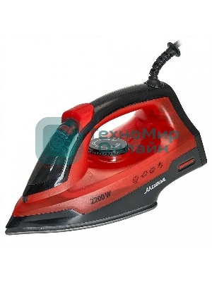 Утюг Аксинья КС-3004 черный с красным, 2200 Вт, 25 г/мин, 120 г/мин, 160 мл