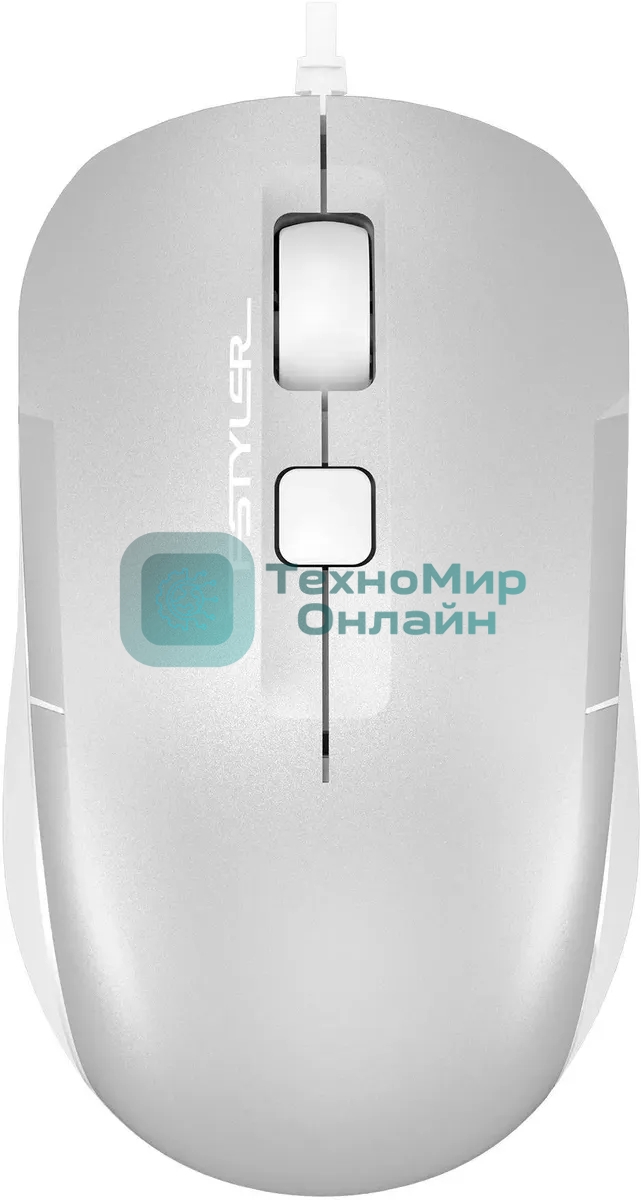 Мышь проводная A4Tech Fstyler FM26 серебристый/белый, 1600 dpi, USB, кнопки - 4