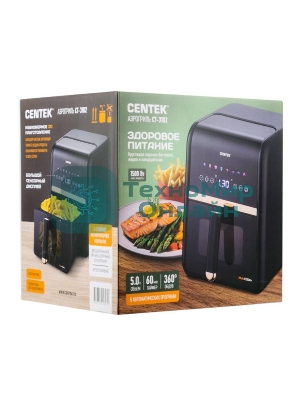 Аэрогриль Centek CT-3102 черный, 1500 Вт, 5 л, сенсор, 8 программ
