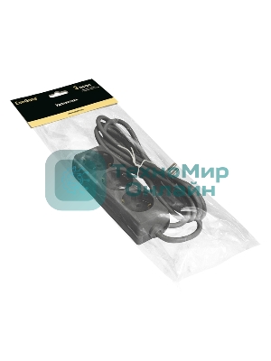 Удлинитель ExeGate ECE-3-3B (EX285804RUS), черный, 3 м, евровилка с заземлением, 3 евророзетки с заземлением, 2200 Вт