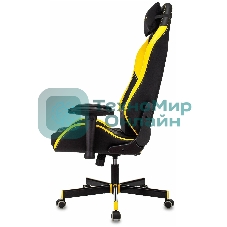 Кресло Knight Neon черный/желтый, экокожа, 120 кг, механизм качания