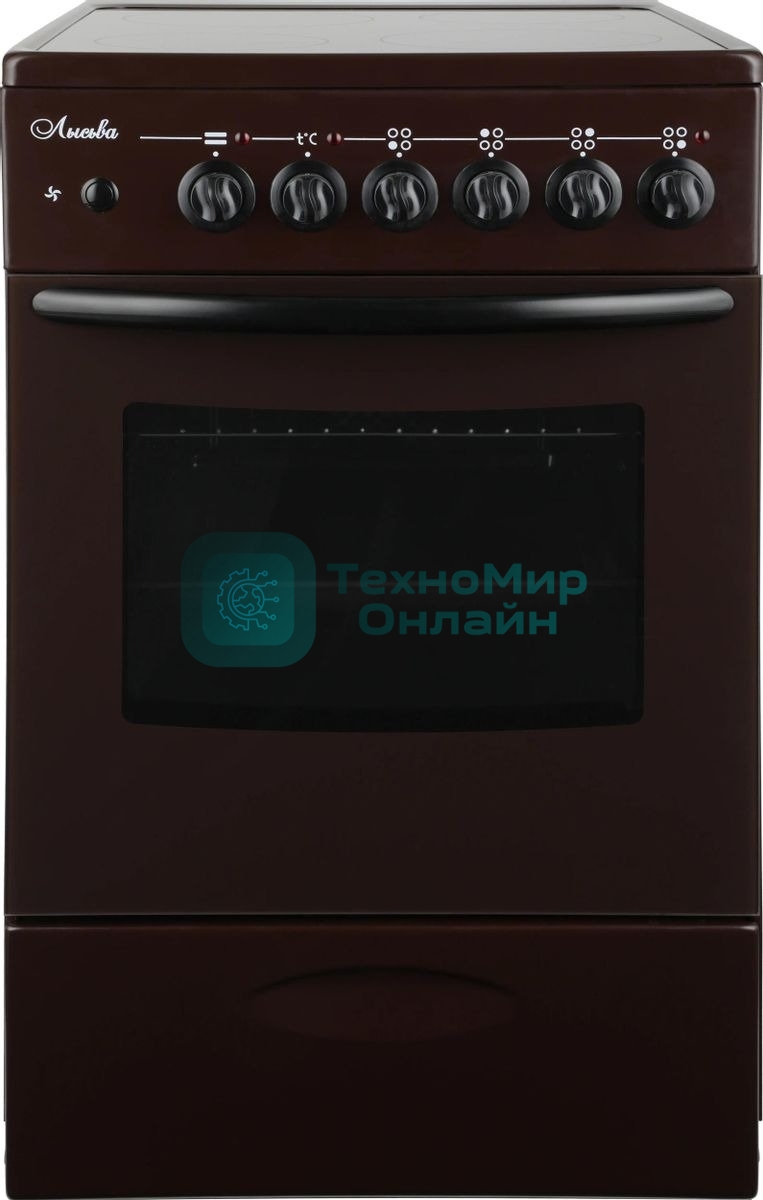 Плита электрическая Лысьва EF4004MK00 коричневый, конфорок 4 шт, духовка 57 л, 50 см x 84 см x 60 см (без крышки)