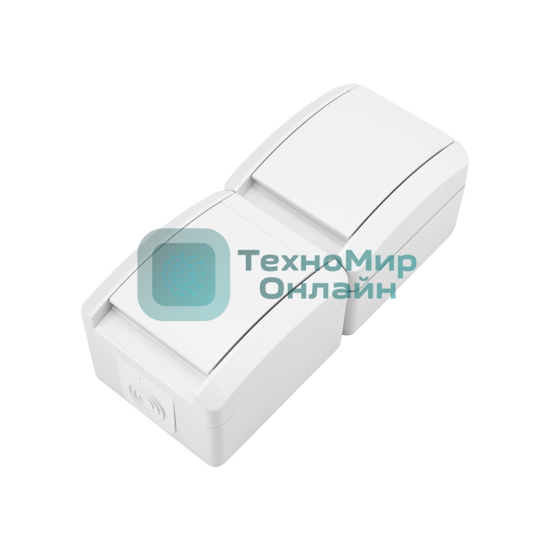 Блок вертикальный 2 розетки Kranz INDUSTRIAL IP54 с заземлением, о/у, белый