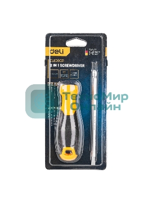 Двухсторонняя отвертка Deli DL626001 PH2+SL6x100 мм Спецификация продукта.: 6/PH2x100мм. Материал хвостовика: Cr-V. Длина: 210 мм. Длина: 100 мм. Диаметр хвостовика: 6,3 мм.