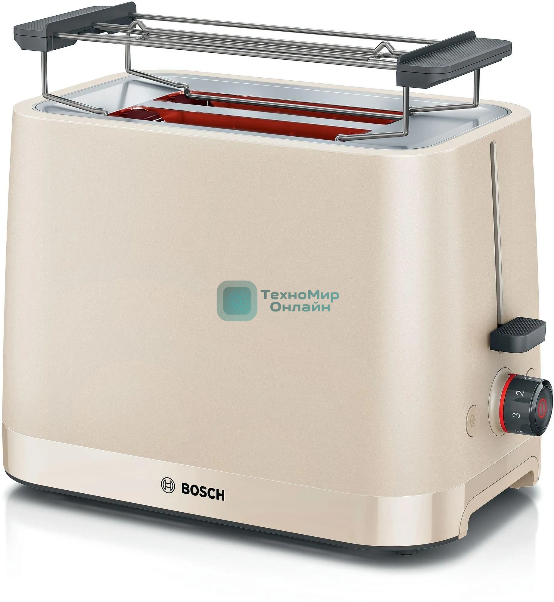Тостер Bosch TAT3M127 бежевый, 950 Вт, 2 слота