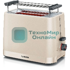 Тостер Bosch TAT3M127 бежевый, 950 Вт, 2 слота