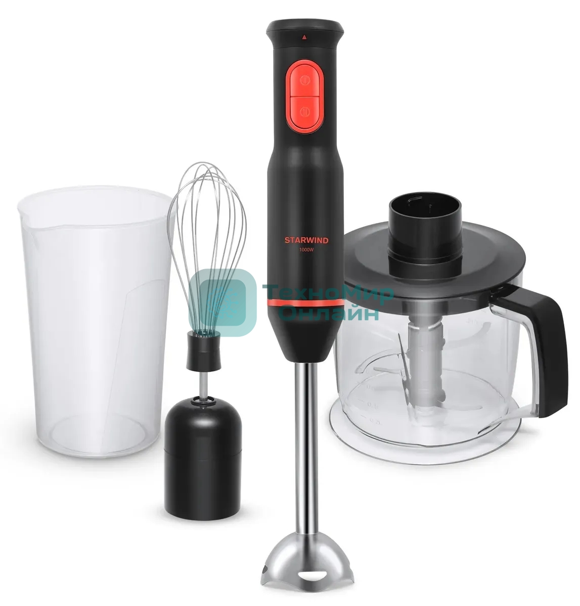 Блендер погружной Starwind SBP2300b 1000Вт красный/черный