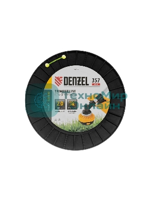 Леска для триммера Denzel витой квадрат, 2,0мм х 357м, на DIN катушке FLEX CORD