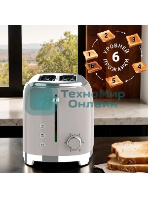 Тостер Tesler TT-260, серый, 815 Вт, 2 слота