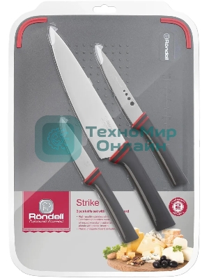 Набор из 3 ножей и разделочной доски Rondell RD-1491 Strike