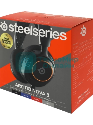 Гарнитура SteelSeries Arctis Nova 3 чёрный, проводная, USB, подсветка