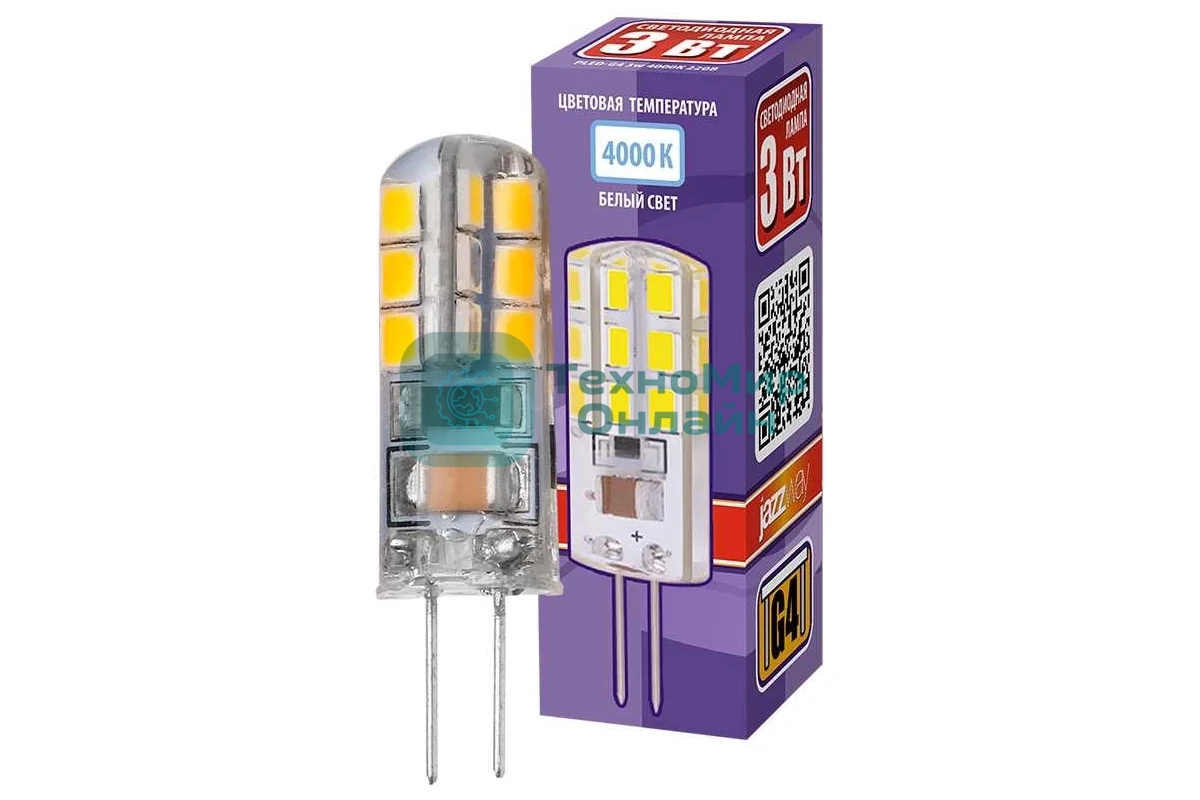 Лампа светодиодная JazzWay PLED-G4 1032072 3 Вт капсульная 4000 К, белый G4 200 лм 220-230В