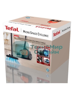 Пылесос Tefal MICRO SPACE CYCLONIC TW3235EA оранжевый/черный, 350/1600 Вт, уборка сухая, пылесборник контейнер 1 л