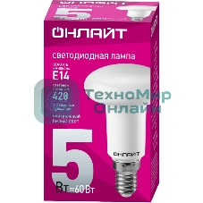 Лампа светодиодная ОНЛАЙТ 71652 OLL-R50-5-230-4K-E14 5 Вт 4000К белый E14 420 лм