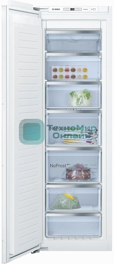 Встраиваемый морозильный шкаф Bosch GIN81AEF0U, белый, 212л, 5 ящиков