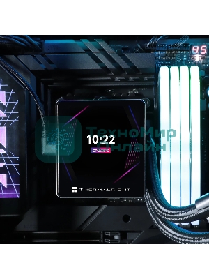 Водяное охлаждение для процессора Thermalright Grand Vision 360 (360mm, LED, Black, ARGB/Fans: 3x120mm, 80.45CFM, 29.4dBA, 2150RPM/Pump height 72.5mm, 6400RPM, Rad thickness 27mm/S: 1700, 1200, 1851, 115X, 2011, 2066, AM5, AM4)