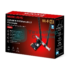 Сетевой адаптер Mercusys MA86XE Трехдиапазонный адаптер PCI Express с поддержкой Bluetooth и Wi-Fi 6E AXE5400