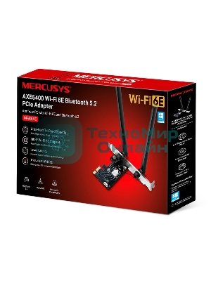 Сетевой адаптер Mercusys MA86XE Трехдиапазонный адаптер PCI Express с поддержкой Bluetooth и Wi-Fi 6E AXE5400