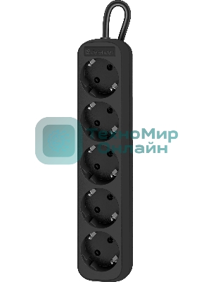 Удлинитель Defender M550 черный, 5 м, EURO, 5 розеток, 2200 Вт