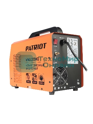 Полуавтомат сварочный инверторный PATRIOT WMA 205MQ MIG/MAG/MMA, полуавтоматическая сварка в среде газа (MIG/MAG) стальной и флюсовой проволокой 0.6/0.8 мм, сварка электродом (MMA) до 4мм, сварочный ток в режиме MIG: 40-200А; сварочный ток в режиме MMA: 40-200А; ПВ при макс. токе: 60%
