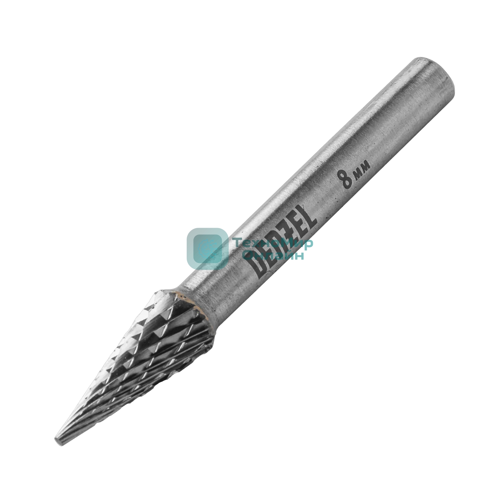 Борфреза по металлу Denzel твердосплавная, коническая, тип-M, 8 мм