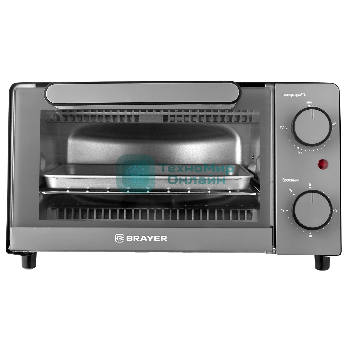 Мини-печь BRAYER BR2600 1200 Вт, 9 л, серебристый