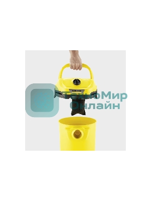 Строительный пылесос Karcher WD 2 Plus V-12/4/18 желтый, 1000 Вт, уборка сухая/сбор воды, пылесборник мешок/контейнер, 12 л