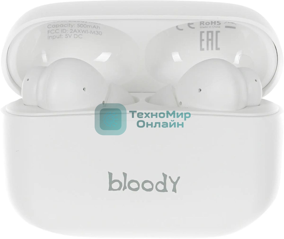 Наушники TWS A4Tech Bloody M30 белый, внутриканальные, Bluetooth, до 22 ч