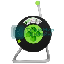 Удлинитель силовой ЭРА GREEN LINE KAT-2x1.5-30m Greenline на катушке пластик 4 розетки без заземления 30м ПВС 2x1.5мм2