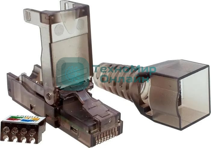 Коннектор Suprlan 10-0239-1, UTP cat.6a RJ45, с защитным колпачком, прозрачный