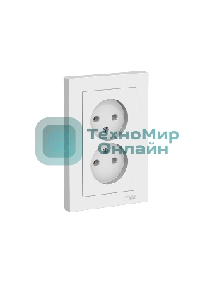 Розетка 2-м AtlasDesign без заземл. 16А в сборе белый SchE ATN000120