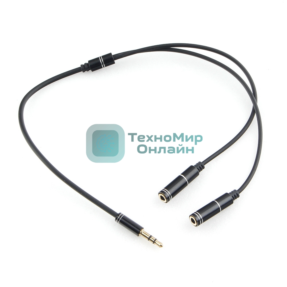 Кабель аудио разветвитель Cablexpert CCAB-02-35MY-0.2MB. 3.5 джек (M)/2х 3.5 джек (F), черный, 0.2м, блистер