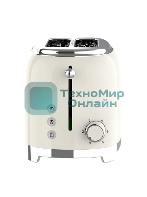 Тостер Tesler TT-260, бежевый, 815 Вт, 2 слота