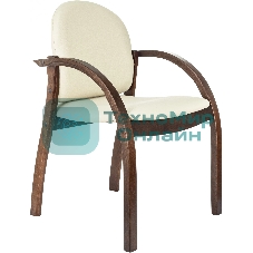 Стул Бюрократ ДЖУНО светло-бежевый, эко.кожа, на ножках дерево