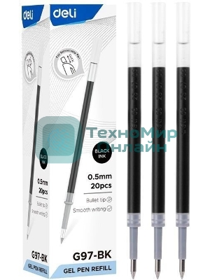 Стержень для гелевых ручек Deli EG97-BK 0.5мм, черный, блистер