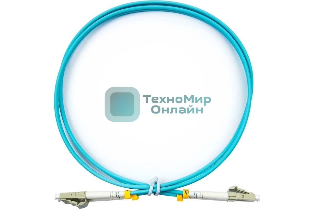 Коммутационный шнур оптический Cabeus Tight Buffer, Duplex LC/LC, OM3 50/125, LSZH, 25м, d= 3мм, серый хвостовик, аква