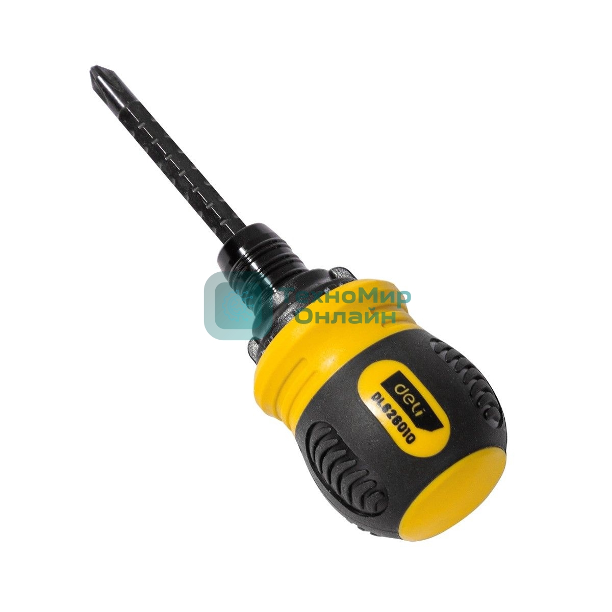 Двухсторонняя отвертка с трещеткой Deli DL626010 PH2+SL6x85мм 6/PH2x85мм. Материал биты: Cr-V. Общая длина: 95-140 мм. Диаметр хвостовика: 6,3 мм.