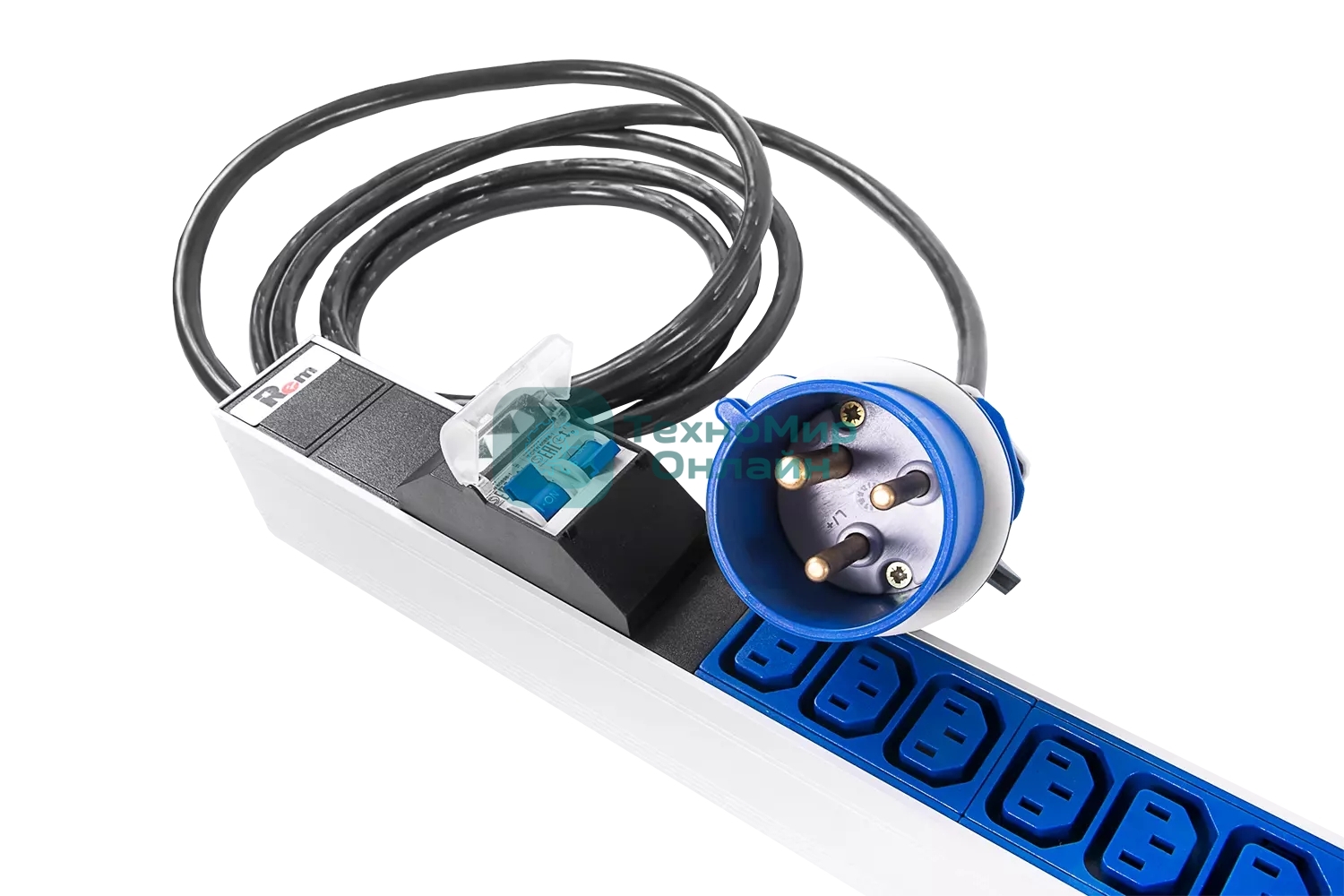 Блок силовых розеток Rem Rem-32, IEC 60320 С13 х 24, IEC 60320 С19 х 6, вход IEC 309, шнур 3 м, 1 463мм, однофазный 32А, автомат + индикатор, серый