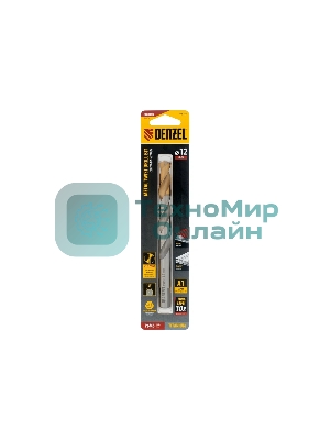 Сверло спиральное по металлу Denzel 12 x 151мм, Р6М5, Golden Tip