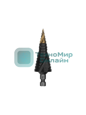 Сверло ступенчатое Denzel 4-6-8-10-12-14-16-18-20-22-24-26-28-30-32 мм, Р6М5, 6-гр. хвостовик