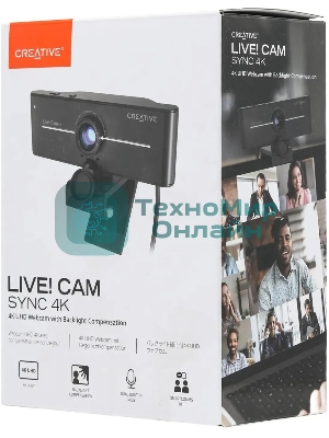 Веб-камера Creative Live! Cam 4K 3840x2160, 30 кадр/с, USB Type-A, микрофон, шторка приватности, универсальное крепление