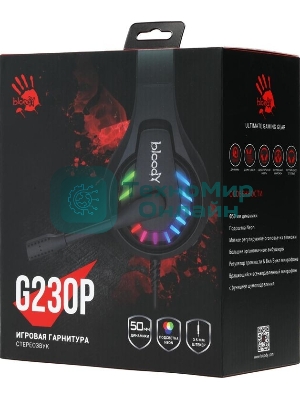 Гарнитура Bloody G230P чёрный, проводная, USB, подсветка
