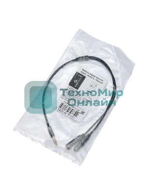Кабель аудио разветвитель Cablexpert CCAB-02-35MY-0.2MB. 3.5 джек (M)/2х 3.5 джек (F), черный, 0.2м, блистер