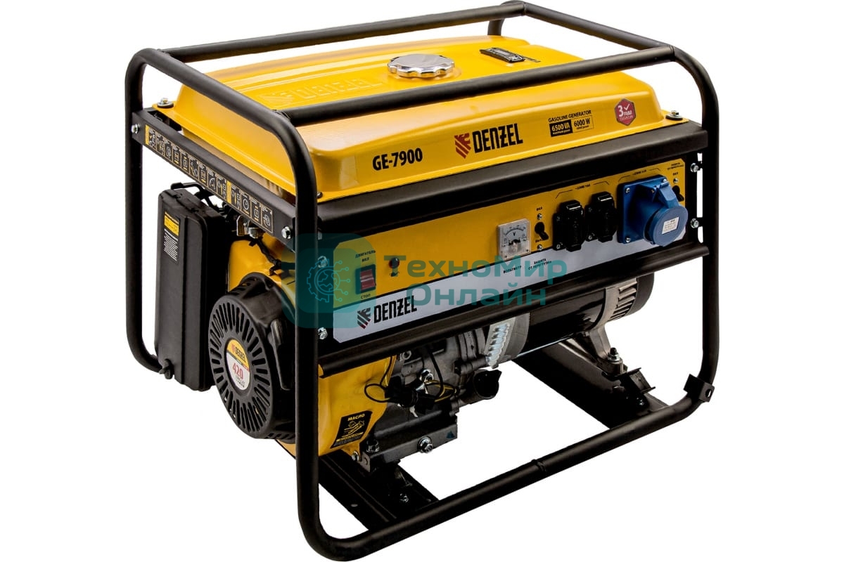 Электрогенератор бензиновый Denzel GE 7900, 6.5 кВт, 97 дБ, 74 кг