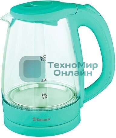 Чайник электрический Sakura SA-2733GR мятный, 1,7 л., 2200 Вт