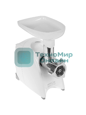 Мясорубка электрическая Аксион М641.04 белый, 2000 Вт, 3.0 кг/мин, реверс, защита от перегрузки, насадки - 6