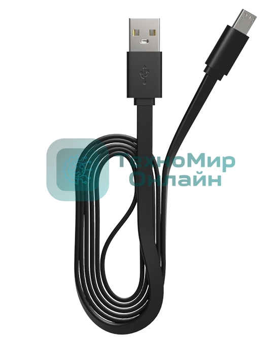 Кабель Maxvi MC-01F black USB-A - microUSB, 2A Плоский кабель, ток макс. нагрузки 2А, макс. напряжение 5V; стандарт USB 2.0; длина 1м, материал PVC, черный